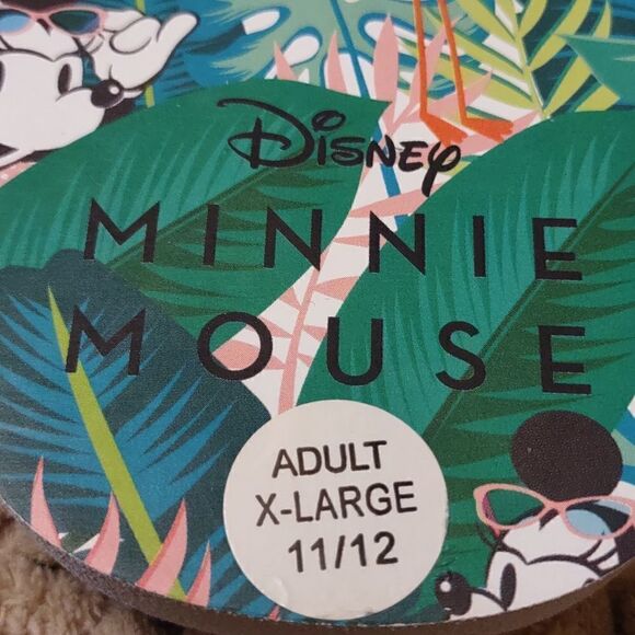 New Minnie‎ Mouse flip flops, size XL, tropical print, perfect condition - Picture 2 of 7
